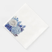 Waterverf Blauw Bloemen-Bruiloft- Servet (Hoek)