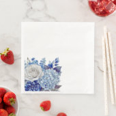 Waterverf Blauw Bloemen-Bruiloft- Servet (Insitu)