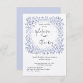 Waterverf Blauw Bloemen  bruiloft Uitnodiging (Voorkant / Achterkant)