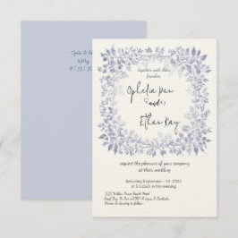 Waterverf Blauw Bloemen bruiloft Uitnodiging