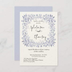 Waterverf Blauw Bloemen  bruiloft Uitnodiging