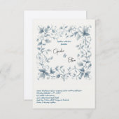 Waterverf Blauw Bloemen bruiloft Uitnodiging (Voorkant / Achterkant)