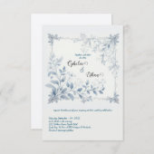 Waterverf Blauw Bloemen bruiloft Uitnodiging (Voorkant / Achterkant)