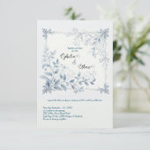 Waterverf Blauw Bloemen bruiloft Uitnodiging (Staand voorkant)