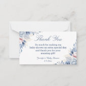 waterverf Blauw Bloemen Dank u baby shower Notitiekaartje (Voorkant)