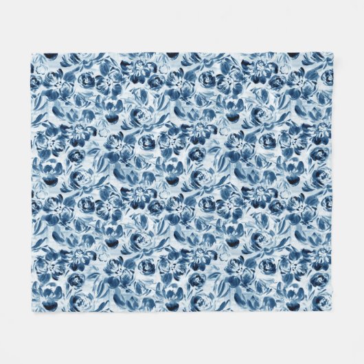 Waterverf blauw bloemen deken (Voorkant (Horizontaal))