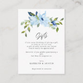 waterverf blauw bloemen huwelijkscadeaus kaart (Voorkant)