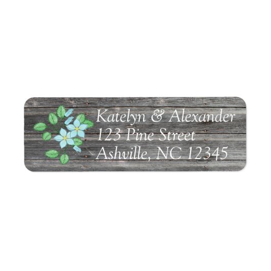 Waterverf Blauw Bloemen Land Thema Etiket (Voorkant)