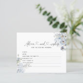 Waterverf blauw bloemenadvies en wenskaart (Staand voorkant)