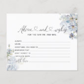 Waterverf blauw bloemenadvies en wenskaart (Voorkant)