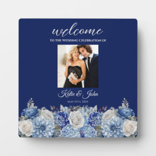 Waterverf blauw bloemenboeket- fotoplaat