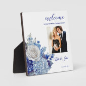 Waterverf blauw bloemenboeket- fotoplaat (Voorkant)