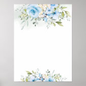 Waterverf blauw bloemenbord Custom teken Poster (Voorkant)
