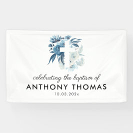 waterverf blauw bloemendoopteken spandoek