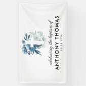 waterverf blauw bloemendoopteken spandoek (Verticaal)