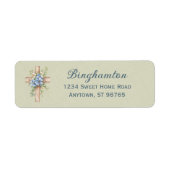 Waterverf Blauw Bloemenkruis gepersonaliseerd Etiket (Voorkant)