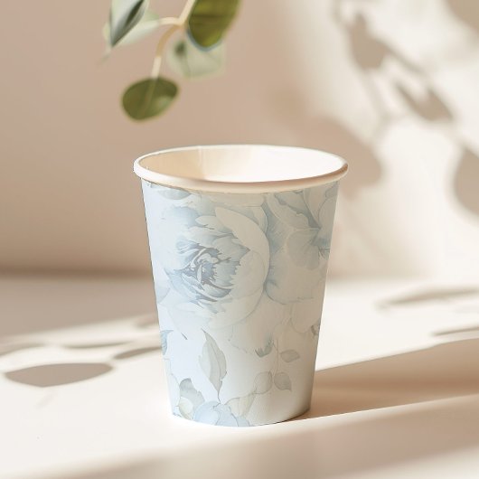 Waterverf blauw bloemenminimalistische bruiloft papieren bekers