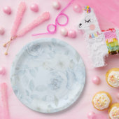 Waterverf blauw bloemenminimalistische bruiloft papieren bordje (Feest)