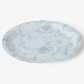 Waterverf blauw bloemenminimalistische bruiloft papieren bordje (Gekanteld)