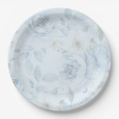 Waterverf blauw bloemenminimalistische bruiloft papieren bordje (Voorkant)