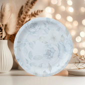 Waterverf blauw bloemenminimalistische bruiloft papieren bordje