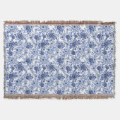 Waterverf Blauw Bloemenpatroon Deken (Voorkant)