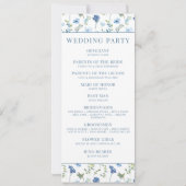 Waterverf blauw bloemenrustiek trouwprogramma (Achterkant)