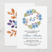 Waterverf Blauw Bloemgroen Elke Leeftijd Verjaarda Kaart (Voorkant / Achterkant)