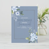 Waterverf Blauw Bloemig Bruiloftsfeest Uitnodiging (Staand voorkant)
