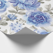  waterverf blauw bloemmotief cadeaupapier (Hoek)