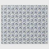 Waterverf Blauw Bloemmotief Cadeaupapier (Vlak)