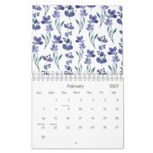 Waterverf Blauw Bloempatroon 2026 Kalender (Feb 2027)