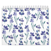 Waterverf Blauw Bloempatroon 2026 Kalender (Hoes)