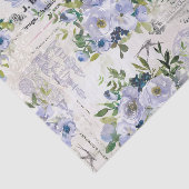 Waterverf Blauw Bloempatroon Collage Tissuepapier (Detail)