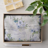 Waterverf Blauw Bloempatroon Collage Tissuepapier (Geschenk)