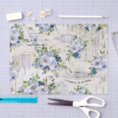 Waterverf Blauw Bloempatroon Collage Tissuepapier (Craft)