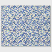 Waterverf blauw bloempje Chinoiserie lentetuin Cadeaupapier (Vlak)