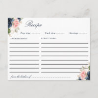 Waterverf blauw blush roze recept kaart