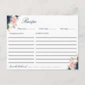 Waterverf blauw blush roze recept kaart (Voorkant)