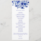 Waterverf Blauw Boeket Huwelijksvolgorde Ceremonie Programmakaart (Achterkant)