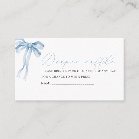 Waterverf blauw boog lint baby shower luier raf informatiekaartje (Voorkant)