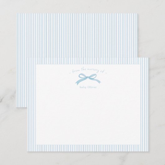 Waterverf blauw boog met border Baby Boy Bedankkaart (Voorkant / Achterkant)