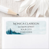 Waterverf blauw bos retour adres label (Insitu)