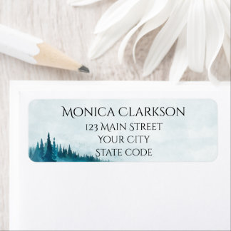 Waterverf blauw bos retour adres label