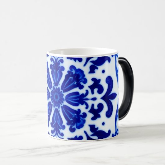 Waterverf Blauw Botanisch Matglazen Mok (Voorkant rechts)