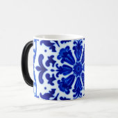 Waterverf Blauw Botanisch Matglazen Mok (Voorkant links)
