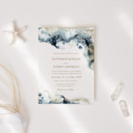 Waterverf Blauw Budget Foto Bruiloft Kaart