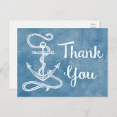 Waterverf Blauw Dank u Nautisch Scheepsanker Briefkaart (Voorkant / Achterkant)