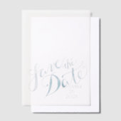 Waterverf Blauw De datumoverlay opslaan Vellum Uitnodigingen (Offset)