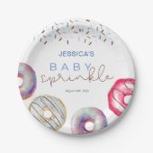 Waterverf blauw Donuts Baby Sprinkle Shower Papieren Bordje (Voorkant)